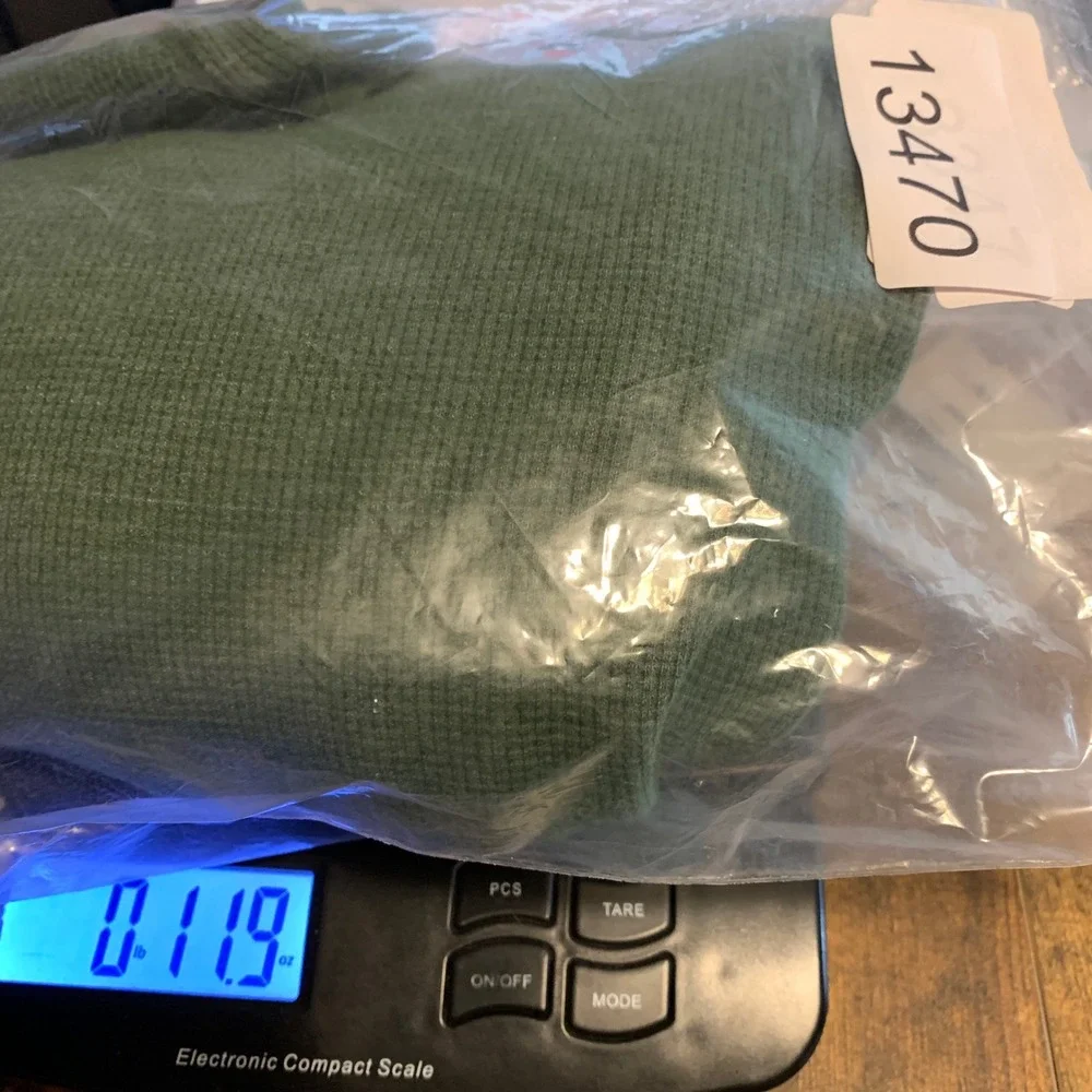 Banana Republic Thermal Shirt Men Large Green Waffle Knit Cotton Long Sleeve Top